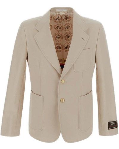 Gucci Single-breated Long-sleeved Blazer - Natural