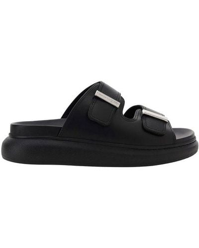 Alexander McQueen Hybrid Black Leather Slide Sandals