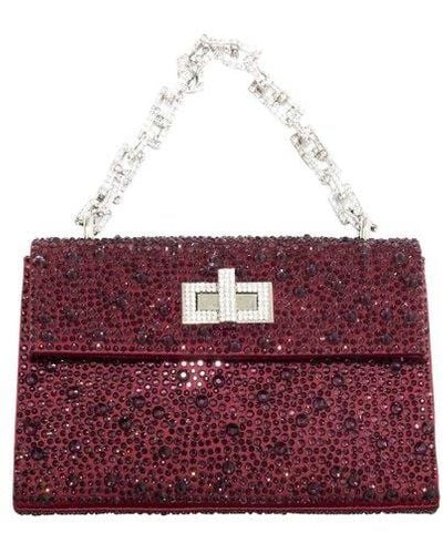 Gedebe All-over Embellished Chained Clutch Bag - Purple