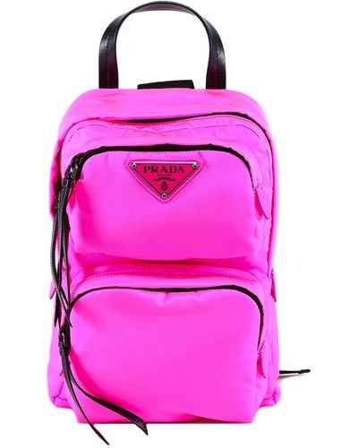 Prada Leather Trimmed Nylon Backpack - Pink