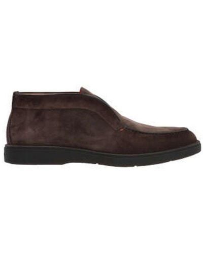 Santoni Desert Round-toe Slip-on Boots - Brown