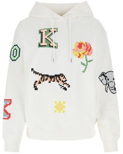 KENZO All-over Graphic Patch Hoodie - White