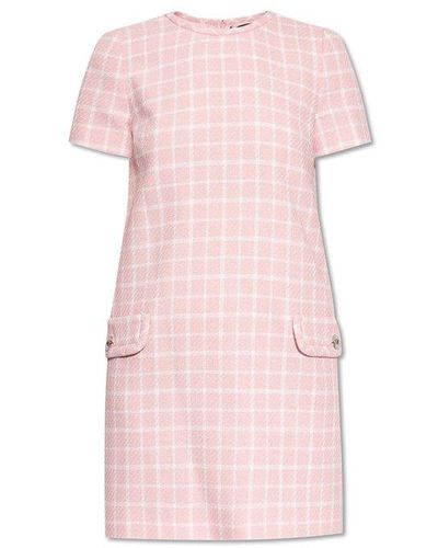 Versace Contrasto Tweed Short-sleeved Mini Dress - Pink