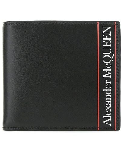 Alexander McQueen Logo Printed Bi-fold Wallet - Black