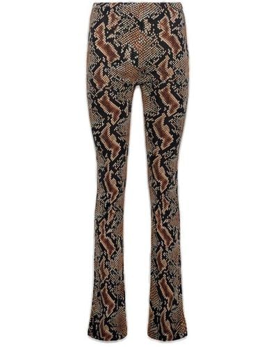 Atlein High Waist Snake Printed Flared Trousers - Grey