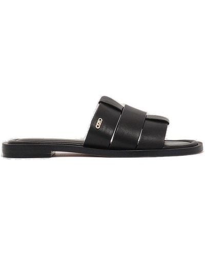 Michael Kors Logo Plaque Slip-on Sandals - Black