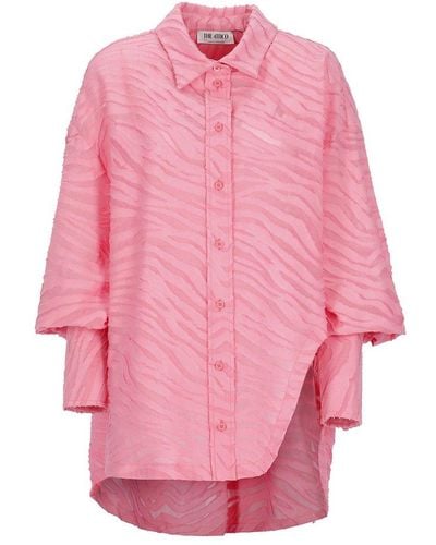 The Attico Diana Cut Out Buttoned Shirt - Pink
