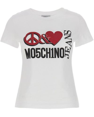 Moschino Jeans Logo Printed Crewneck T-shirt - White