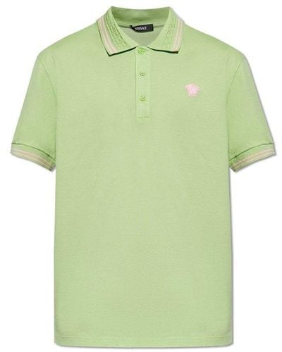 Versace Polo Shirt With Logo, - Green