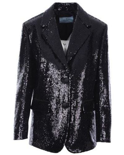 Prada Sequin-embellished Tailored Blazer - Black