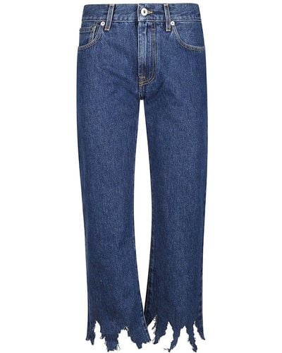 JW Anderson Laser-cut Detailed Straight-leg Cropped Jeans - Blue