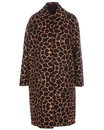 Max Mara All-over Patterned Long-sleeved Coat - Brown
