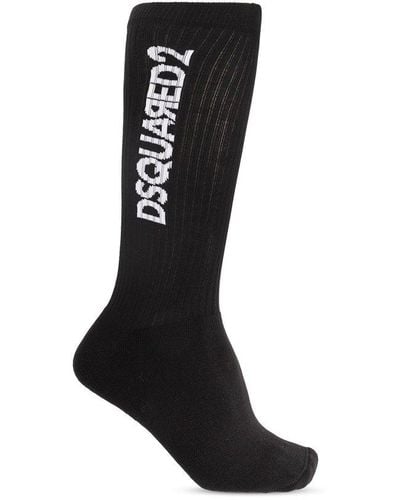 DSquared² Socks With Logo, - Black