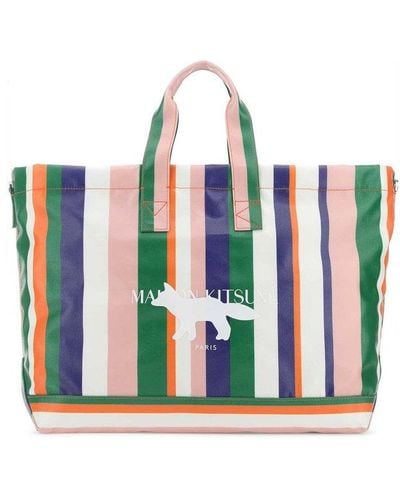 Maison Kitsuné Striped Top Handle Bag - Multicolour