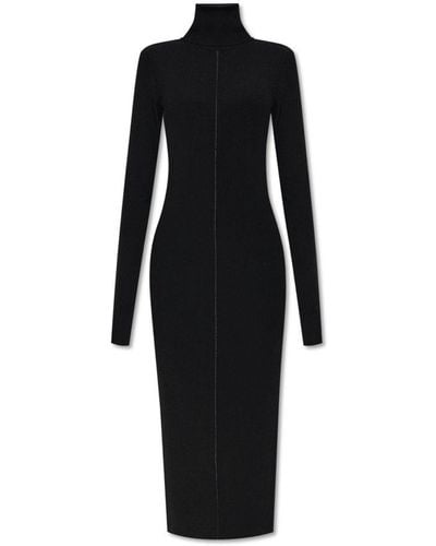 Marni Turtleneck Ribbed-knit Long-sleeved Dress - Black