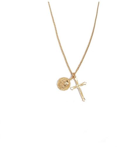 Emanuele Bicocchi Coin And Cross Pendant Necklace - Metallic