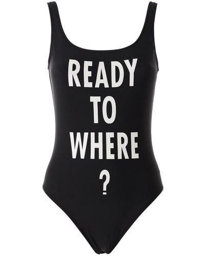 Moschino Slogan-printed One-piece Swimsuit - Black