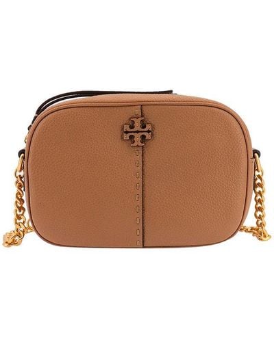 Tory Burch Leather Closure With Zip Shoulder Bags - Brown