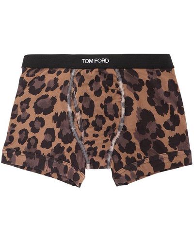 Tom Ford Leopard Print Boxer Shorts - Brown
