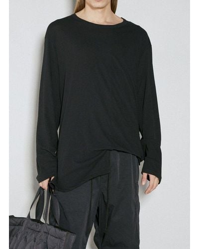 Yohji Yamamoto Asymmetric Hem Long Sleeve T-shirt - Black