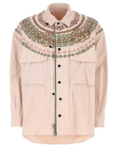 Sacai Embroidered Detailed Zip-up Jacket - Pink