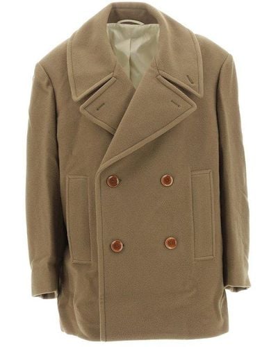 Lemaire Long Sleeved Double Breasted Coat - Natural