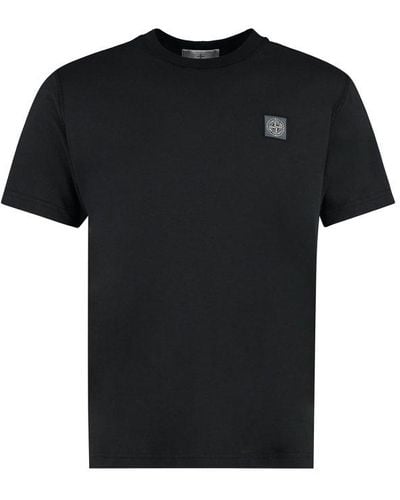 Stone Island Logo Cotton T-shirt - Black