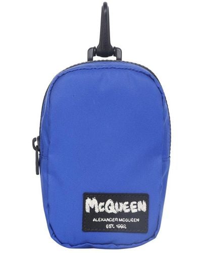 Alexander McQueen Tag Mini Headphone Pouch - Blue