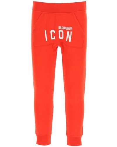 DSquared² Icon Logo Print Jogging Pants - Red