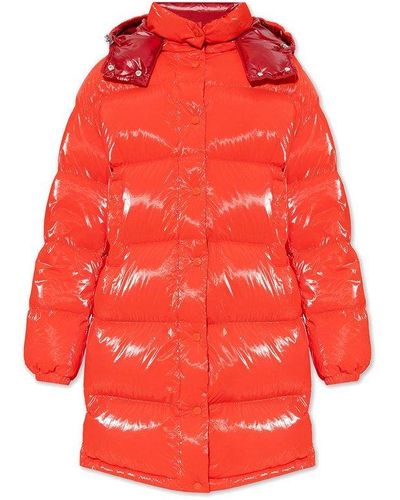 Moncler Logo Patch Puffer Coat - Red