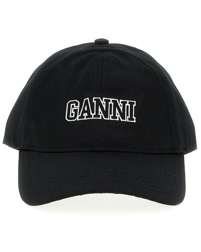 Ganni Logo Cap Hats - Black