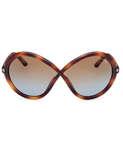 Tom Ford Eyewear Oval Frame Sunglasses - White