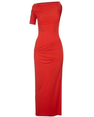 Jacquemus Asymmetrical Draped Dress - Red