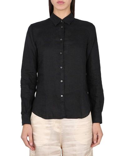 Aspesi Buttoned Long-sleeved Shirt - Black