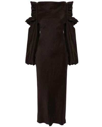 MSGM Ruffle-detailed Cowl Neck Midi Dress - Black