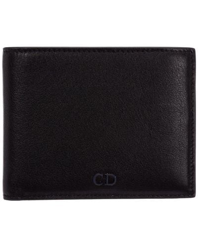 Dior Genuine Leather Wallet Credit Card Bifold - Black