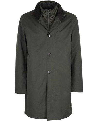 Barbour Long-sleeved Buttoned Funnel Neck Coat - Grey