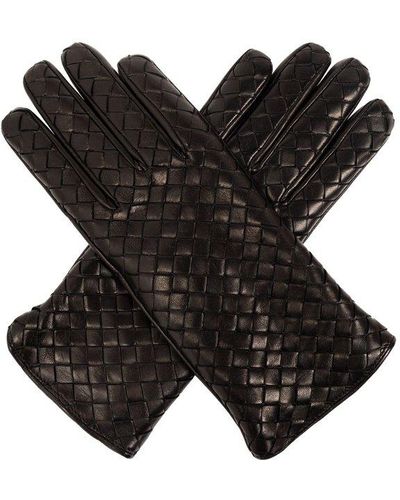 Bottega Veneta Leather Gloves, - Black