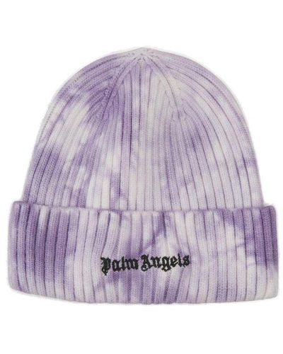 Palm Angels Embroidered Logo Beanie - Purple