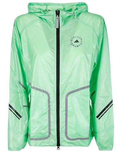 adidas By Stella McCartney Logo-printed Zipped Hooded Jacket - Green