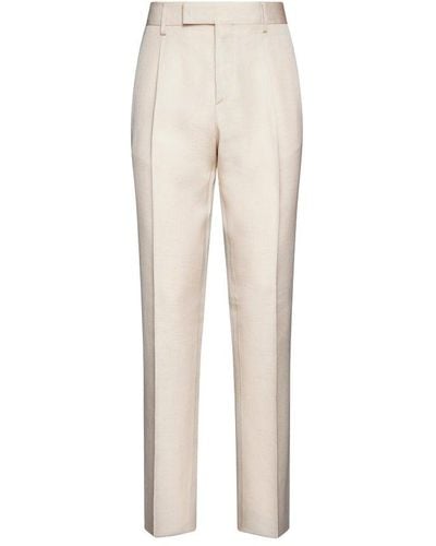 Lardini Straight Hem Tailored Trousers - Natural