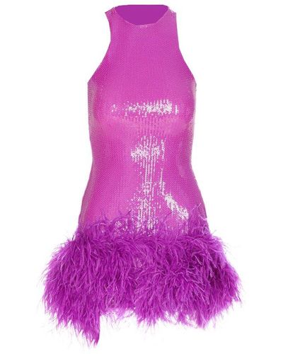David Koma Short Dress With Sequins - Pink