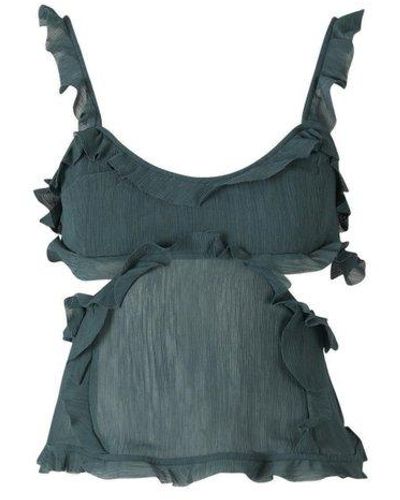 Acne Studios Cropped Ruffled Blouse - Gray