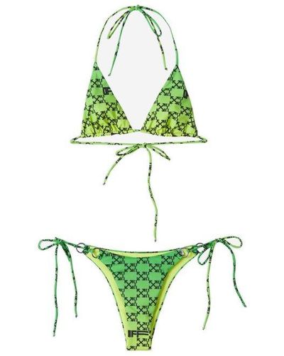 Off-White c/o Virgil Abloh Allover Arrows Logo Printed Gradient Bikini Set - Green