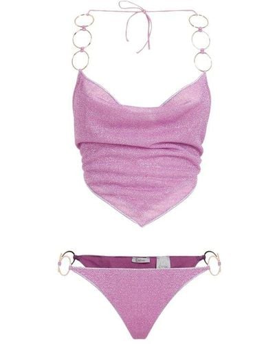 Oséree Lumière Ring Halterneck Bikini Set - Purple