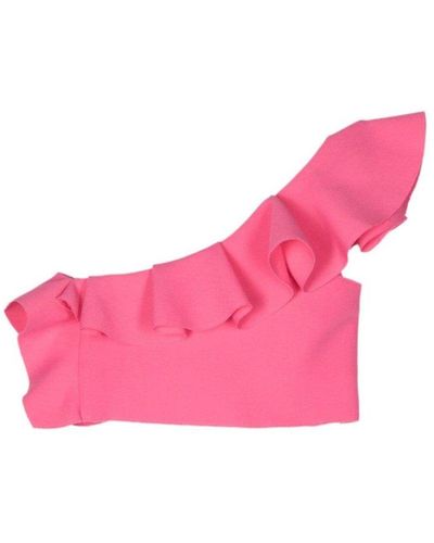 MSGM One Shoulder Ruffled Top - Pink