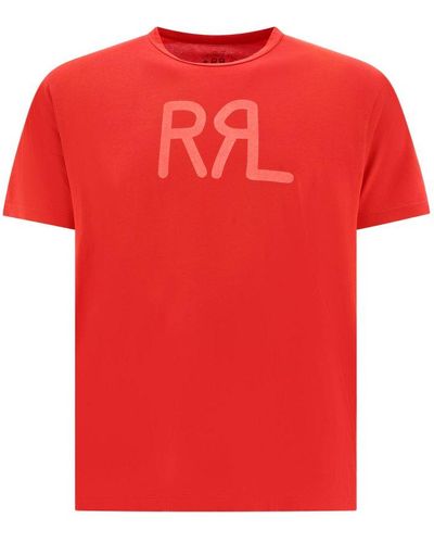 RRL Short-sleeved Logo Printed T-shirt - Red