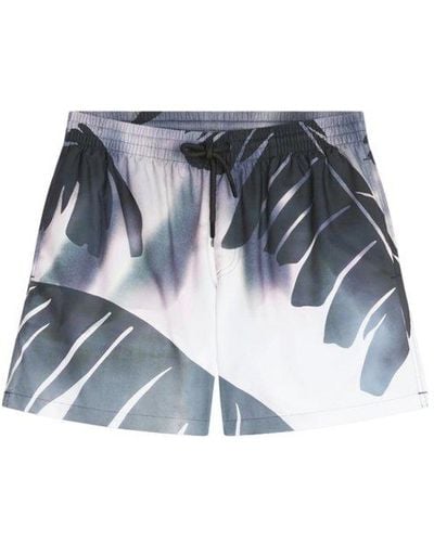 Dries Van Noten Graphic Print Drawstring Swimwear Shorts - Blue
