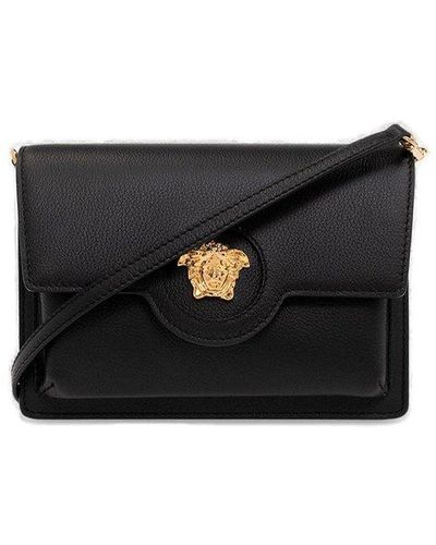 Versace Mini La Medusa Leather Pocket Crossbody Bag - Black