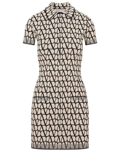 Valentino Monogrammed Knit Dress - White